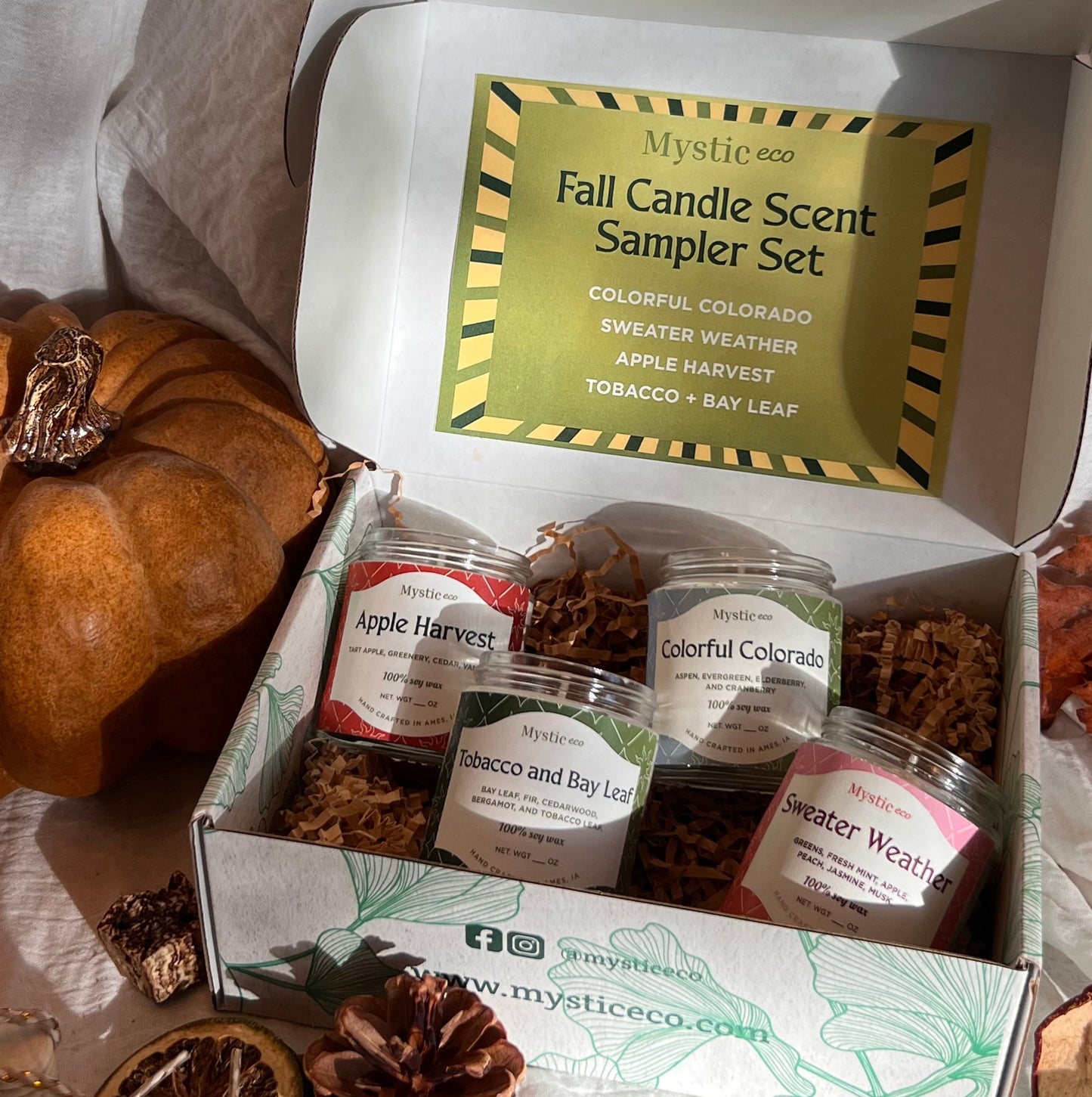 Fall Candle Scent Sampler | 4 candles, 3 oz each | eco-friendly soy wax, paraffin & phthalate-free