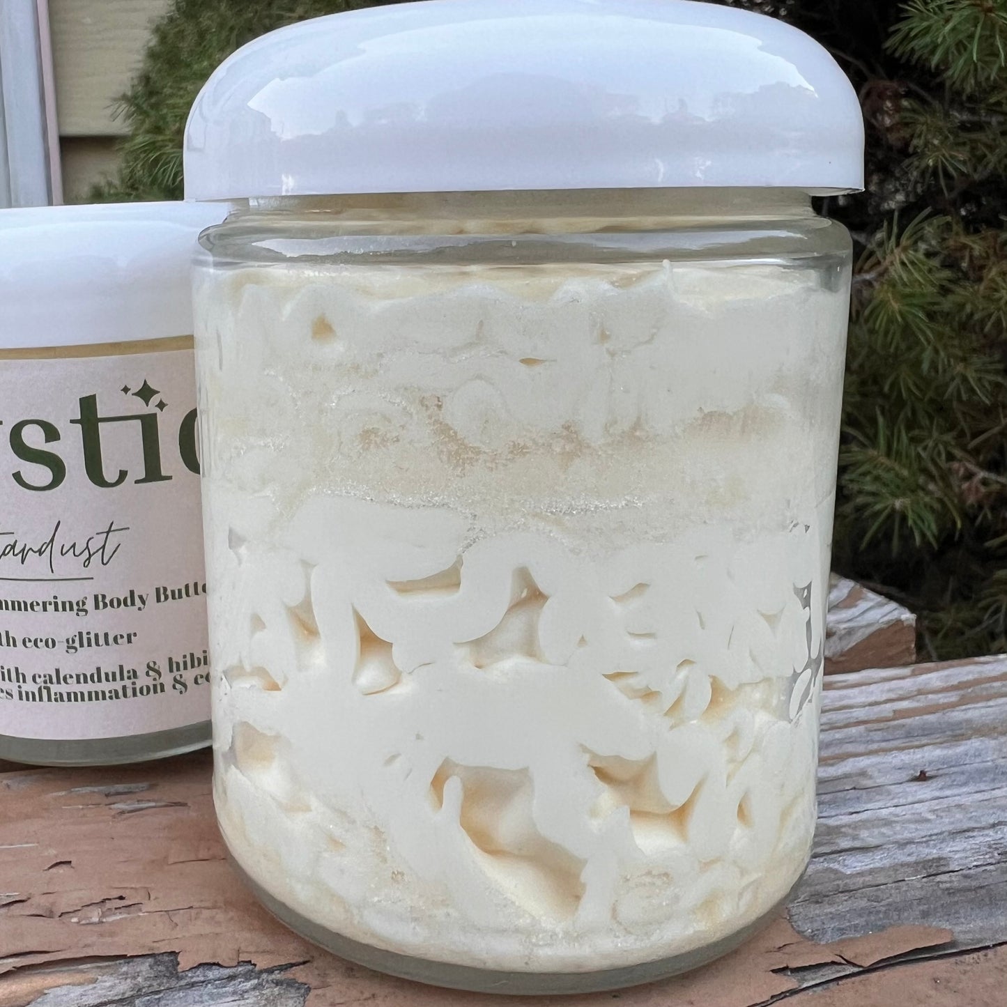 Stardust Silver Shimmering Body Butter | 4 or 8 oz | eco-friendly & infused with hibiscus, chamomile, + calendula
