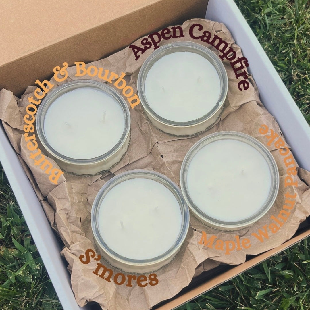 Fall Candle Scent Sampler | 4 candles, 3.2 oz each | eco-friendly soy wax, paraffin & phthalate-free