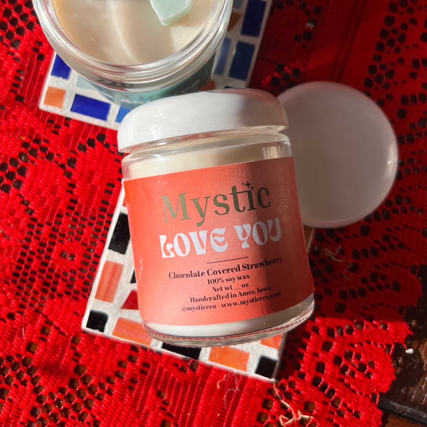 ‘Love You’ Candy Hearts Candle | chocolate covered strawberry scented 8 oz candle