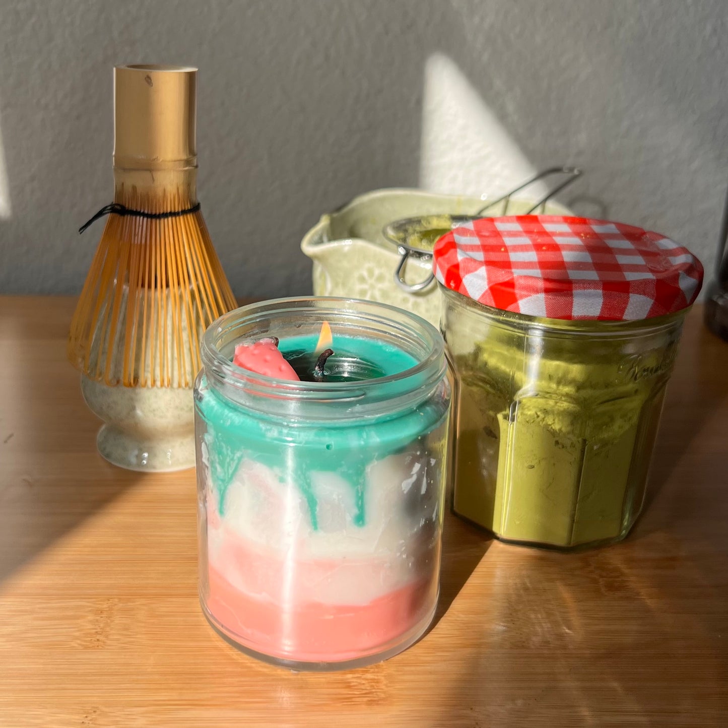 Strawberry Matcha Latte | 9 oz soy wax candle | eco friendly self care gift idea