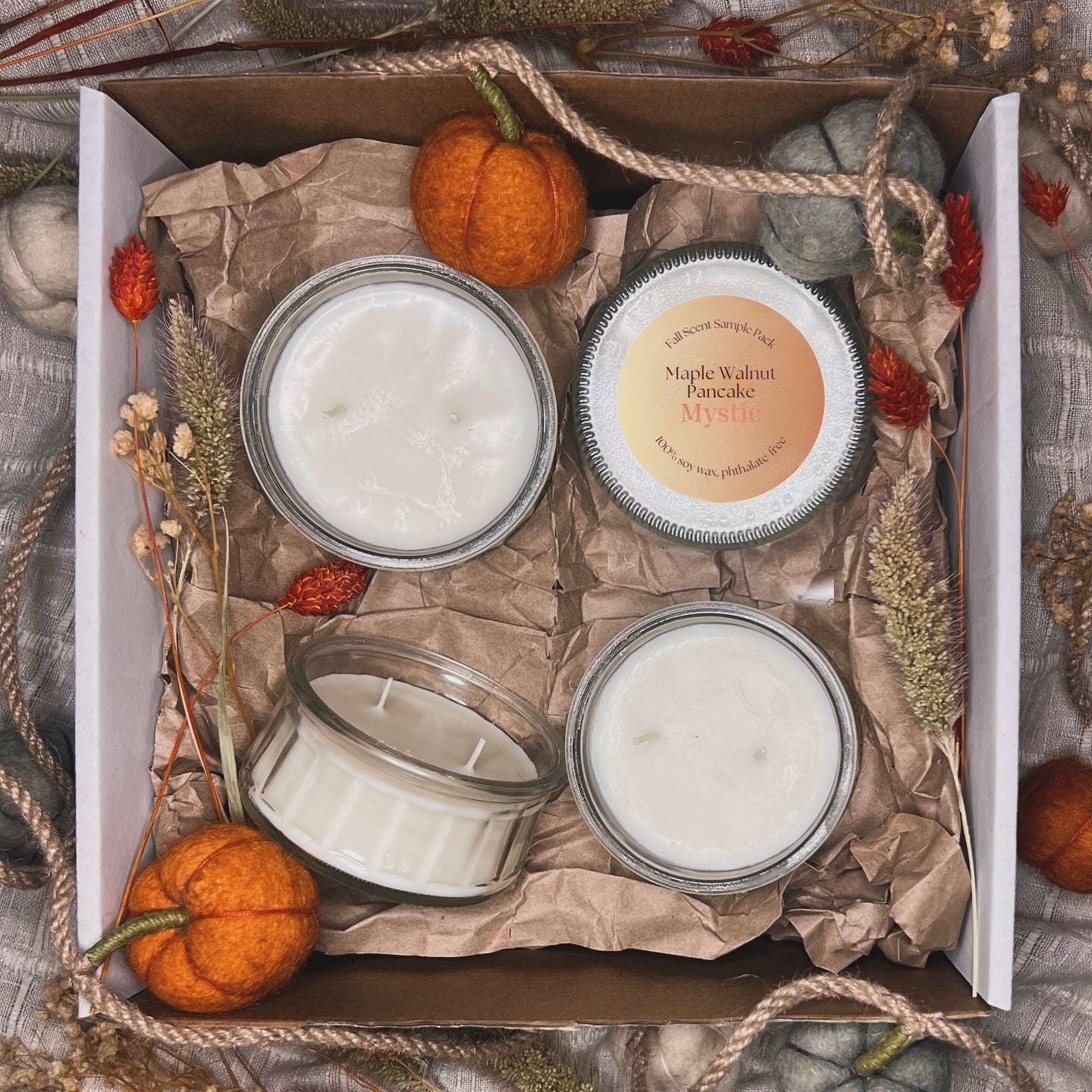 Fall Candle Scent Sampler | 4 candles, 3.2 oz each | eco-friendly soy wax, paraffin & phthalate-free
