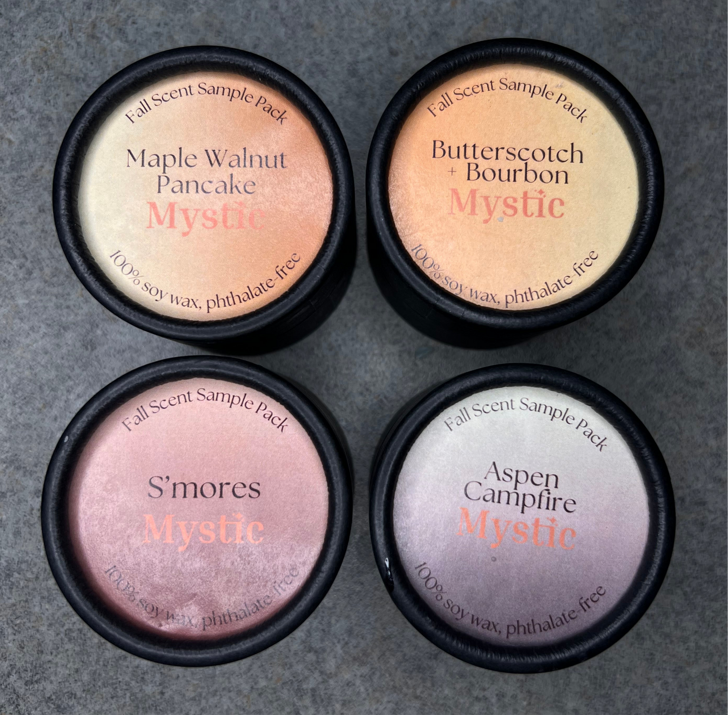 Fall Candle Scent Sampler | 4 candles, 2 oz each | eco-friendly soy wax, paraffin & phthalate-free