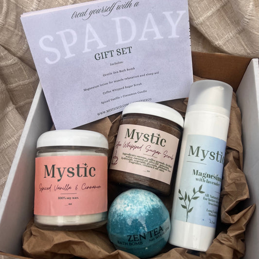 Spa Day Gift Set | bath bomb, lotion, sugar scrub, and candle combo