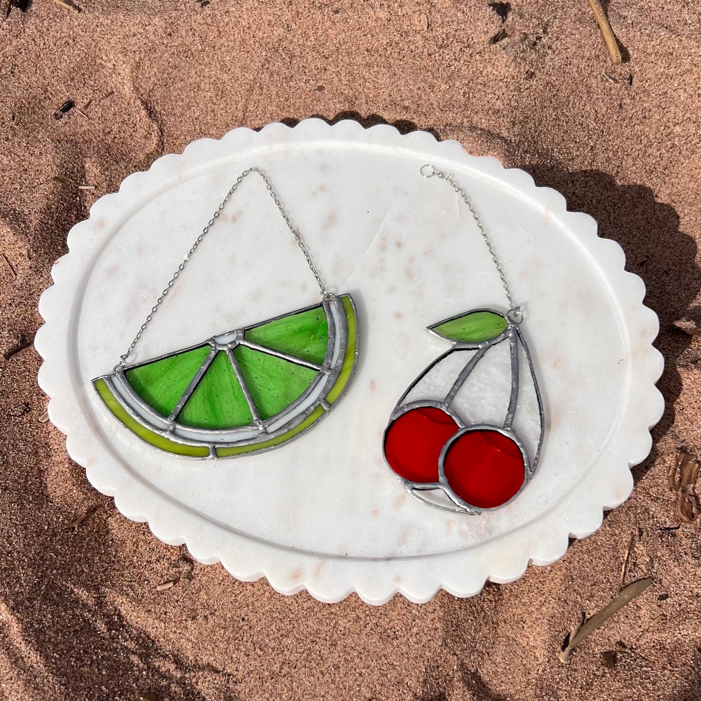 Summer Days Gift Set | stained glass, cherry lemonade candle, itch relief balm, SPF lotion