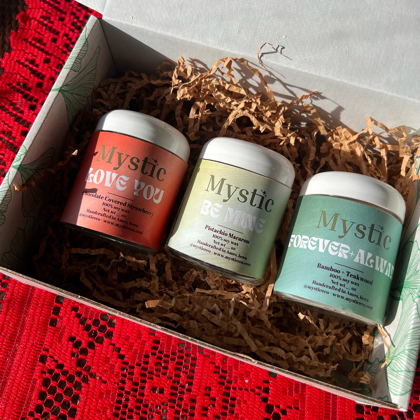 The Candy Hearts Candle Sampler Set | 3, 4oz candles | gift for girlfriend wife boyfriend husband