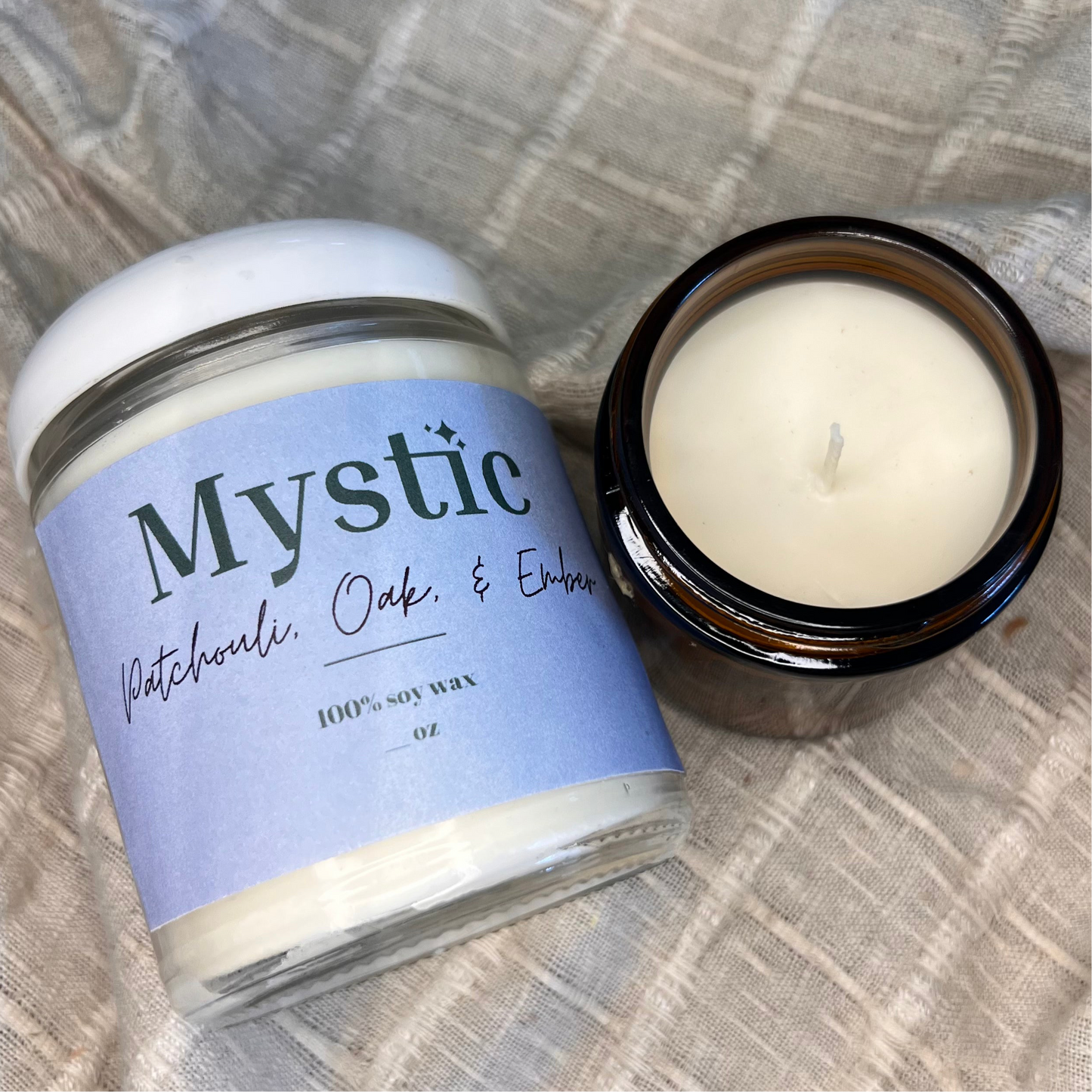 Patchouli, Oak, + Ember candle | 4, 8, or 16 oz | eco-friendly, non-toxic, paraffin and phthalate-free, 100% soy wax