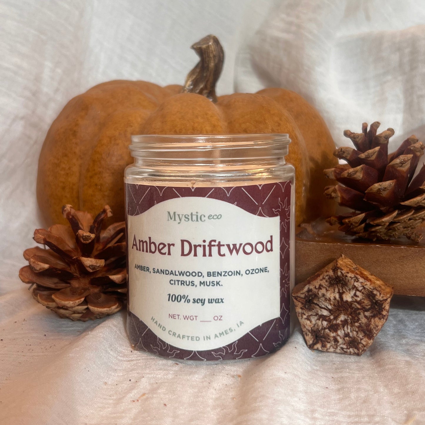 Amber + Driftwood candle | sustainable, eco-friendly, non-toxic fall candle