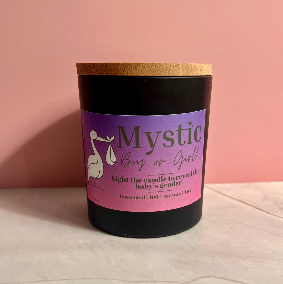 Gender Reveal Candle | Wooden Wick | 8 oz