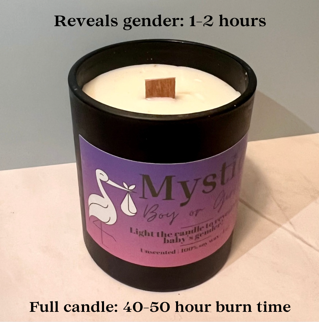 Gender Reveal Candle | Wooden Wick | 8 oz