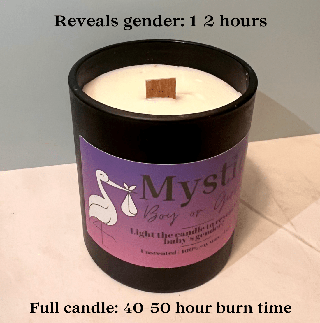 Gender Reveal Candle | Wooden Wick | 8 oz - Mystic Eco