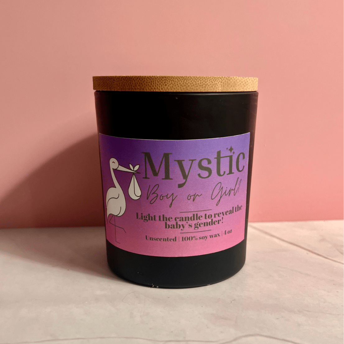 Gender Reveal Candle | Wooden Wick | 8 oz - Mystic Eco