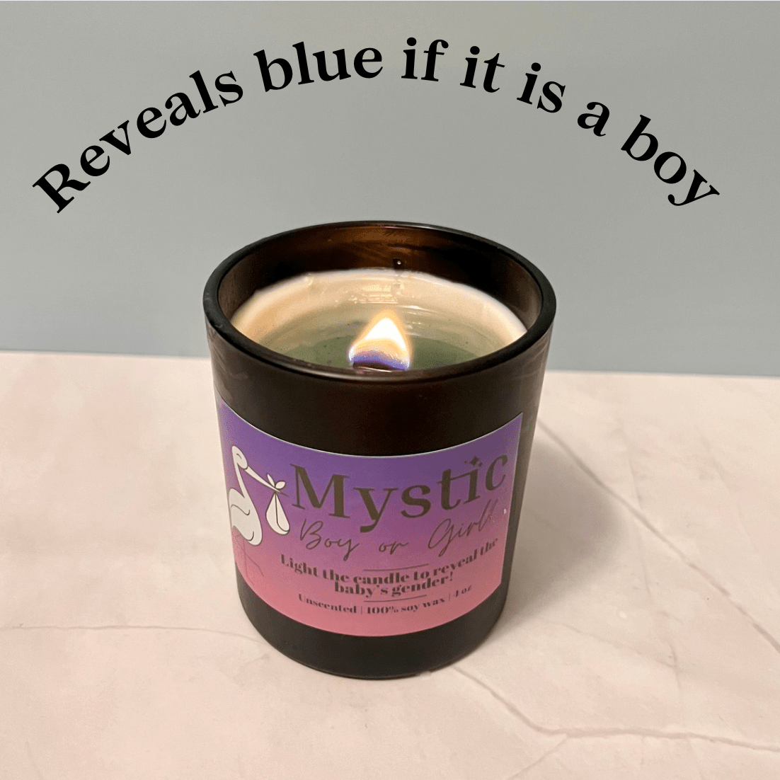 Gender Reveal Candle | Wooden Wick | 8 oz - Mystic Eco