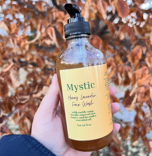 Honey + Lavender Face Wash Cleanser | 8 oz glass bottle | eco-friendly non-toxic - Mystic Eco