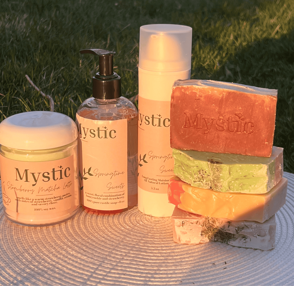 Strawberry Matcha Latte bar soap | 5 oz | sustainable + non-toxic bar soap - Mystic Eco