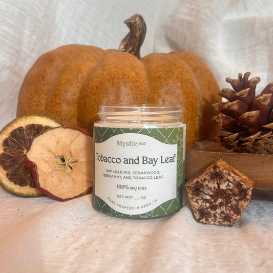 Tobacco + Bay Leaf candle | eco-friendly non-toxic fall candle - Mystic Eco