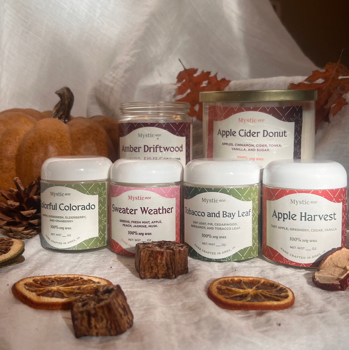 Tobacco + Bay Leaf candle | eco-friendly non-toxic fall candle - Mystic Eco